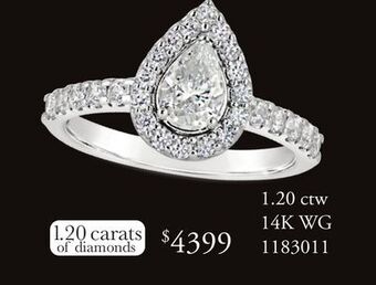 Charm Diamond Glacier fire 14k white gold 1.20ctw pear shape bridal ring offer