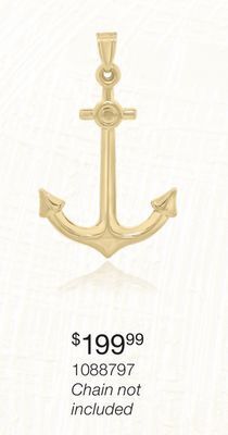 Charm Diamond 10k yellow gold anchor pendant offer