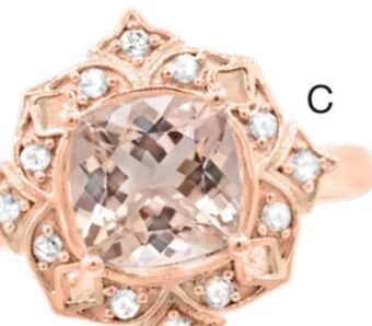 Charm Diamond 10k rose gold morganite & white sapphire ring offer