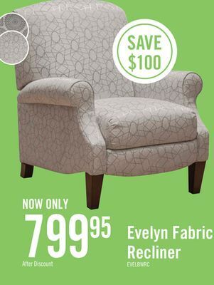 The Brick Evelyn fabric recliner - bangle white offer