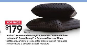 Sleep Country Malouf zoned activedough + bamboo charcoal pillow or malouf zoned dough + bamboo charcoal pillow offer