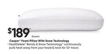 Sleep Country Casper® foam pillow with snow technology offer