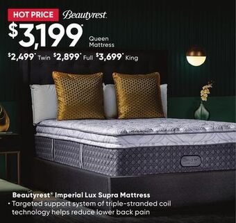 Sleep Country Beautyrest® imperial lux supra mattress offer