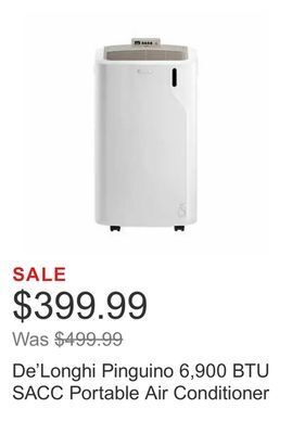Costco De'longhi pinguino 6,900 btu sacc portable air conditioner offer
