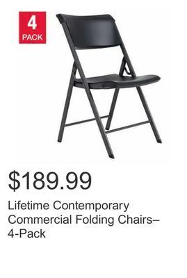 Costco Lifetime contemporary commercial folding chairs– 4-pack offer