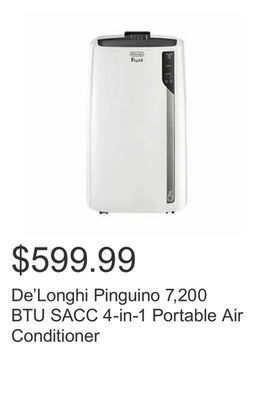 Costco De'longhi pinguino 7,200 btu sacc 4-in-1 portable air conditioner offer