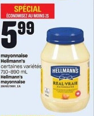 Provigo Hellmann's mayonnaise 710-890 mL offer