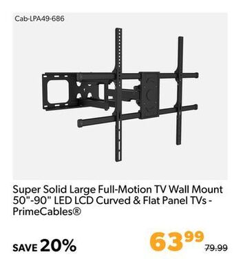 Shopper+ Super solid large full-motion tv wall mount 50-90 led lcd curved & flat panel tvs - primecables® offer