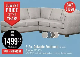 The Brick Oakdale 2-piece linen-look fabric left-facing sectional - light grey offer