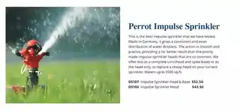 Lee Valley Tools Perrot impulse sprinkler head & base | impulse sprinkler head offer