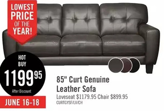 The Brick Curt genuine leather sofa - grey offer