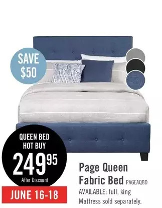 The Brick Page queen bed - blue offer