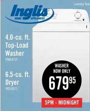 The Brick Inglis 4.0 cu. ft. top-load washer – itw4871fw offer