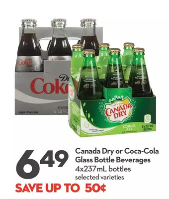 Longo's Canada dry or coca-cola glass bottle beverages offer
