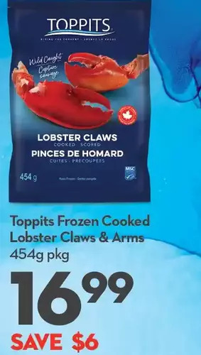 Longo's Toppits frozen cooked lobster claws & arms offer