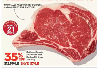 Longo's Cut from canada aaa grade beef capless rib steak offer