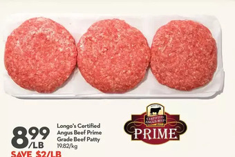 Longo's Longo's certified angus beef prime grade beef patty offer