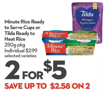 Longo's Minute rice ready to serve cups or tilda ready to heat rice offer