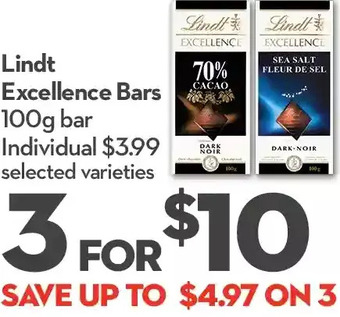 Longo's Lindt excellence bars offer