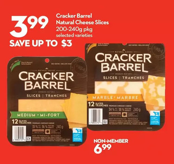 Longo's Cracker barrel natural cheese slices offer