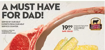 Longo's Certified angus beef tomahawk rib steak offer