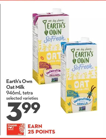 Longo's Earth's own oat milk offer
