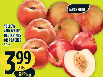 Marché Adonis Yellow and white nectarines or peaches offer