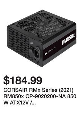 Newegg Corsair rmx series (2021) rm850x cp-9020200-na 850 w atx12v / eps12v 80 plus gold certified full modular power supply offer