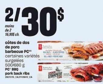 Provigo PC BBQ pork back ribs 500/680 g offer