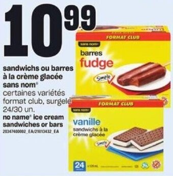 Provigo no name ice cream sandwiches or bars 24/30 un. offer