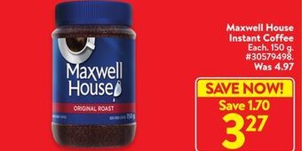 Walmart Maxwell house instant coffee offer