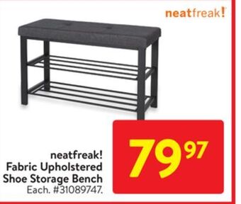 Walmart Neatfreak! fabric upholstered shoe storage bench offer