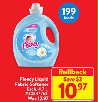 Walmart Fleecy liquid fabric softener offer