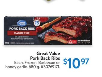 Walmart Great value pork back ribs offer