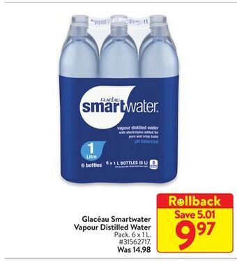 Walmart Glacéau smartwater vapour distilled water offer