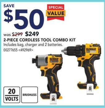 Lowe's Dewalt 2-piece cordless tool combo kit offer
