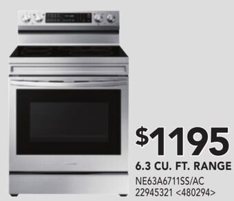 Lowe's Samsung 6.3 cu. ft. range offer