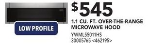 Lowe's Whirlpool 1.1 cu.ft.over-the-range microwave hood offer