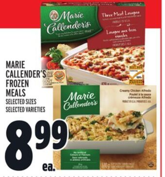 Metro Marie callender's frozen meals offer