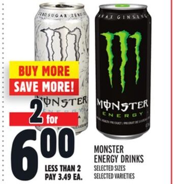 Metro Monster energy drinks offer