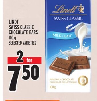 Metro Lindt swiss classic chocolate bars offer