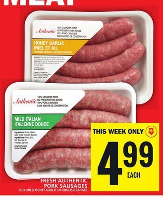 Food Basics Fresh authentic pork sausages offer