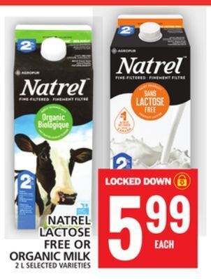 Food Basics Natrel lactose free or organic milk offer