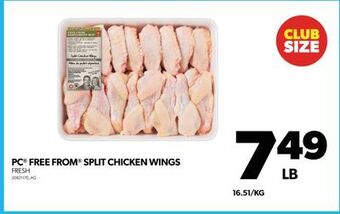 Real Canadian Superstore Pc® free from® split chicken wings offer
