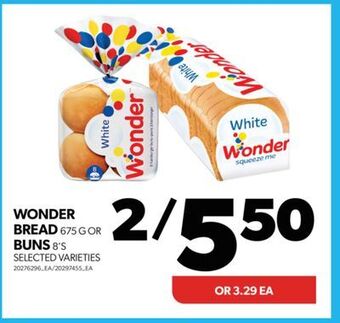 Real Canadian Superstore Wonder bread 675 g or buns 8's offer