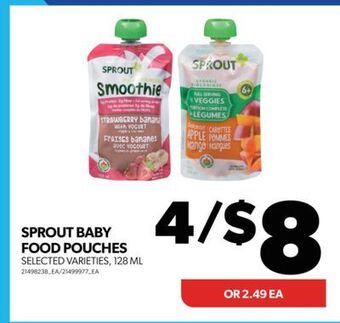 Real Canadian Superstore Sprout baby food pouches, 128 ml offer