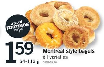 Fortinos Montreal style bagels, 64-113 g offer