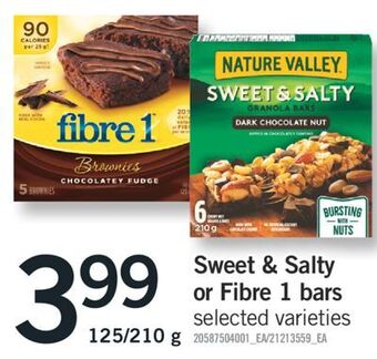 Fortinos Sweet & salty or fibre 1 bars, 125/210 g offer