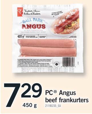Fortinos Pc angus beef frankurters, 450 g offer