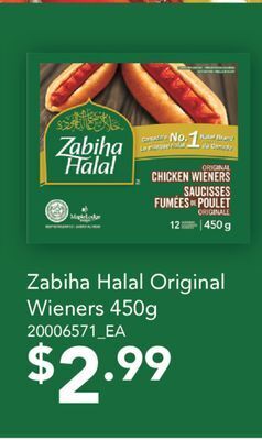 Fortinos Zabiha halal original wieners, 450g offer